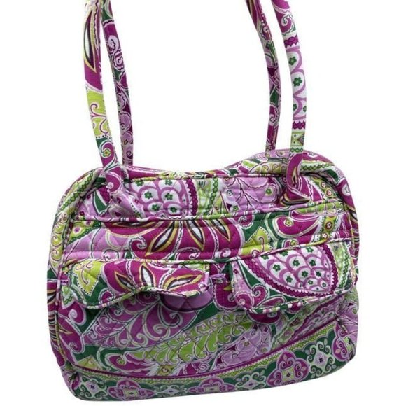 Vera Bradley Xl Duffel Msrp Green Pink White Weeke - Picture 1 of 12